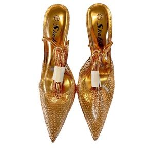 SHEIN Rose Gold Stiletto Strappy Heel Shoes Size 10 | Holiday New Year's Eve